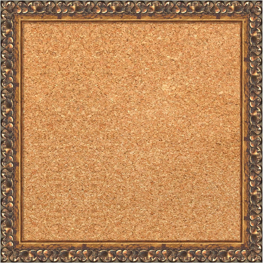 Amanti Art Natural Cork Board for Wall, 14x14 Vision Board with Bronze Frame, X-Small Corkboard Office Decor for Home Organization, Traditional Corkboard Pinboard to Display Items for Home