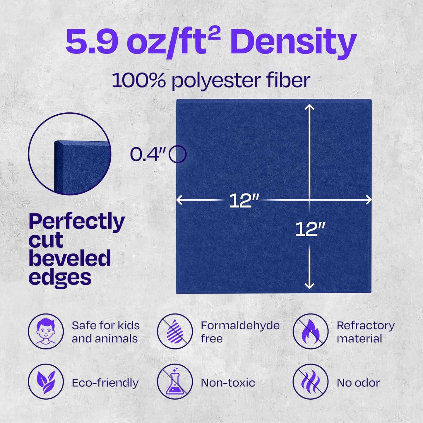 Acoustic Panels 12-Pack Soundproof Wall Panels 12"X12"X0.4" Sound Panels High Density Sound Dampening Panels - [Admiral Blue Square]