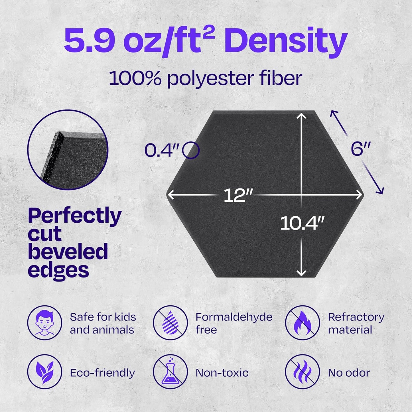 Acoustic Panels 12-Pack Soundproof Wall Panels 12"X10.4"X0.4" Sound Panels High Density Sound Dampening Panels - [Dark Gray Hexagon]