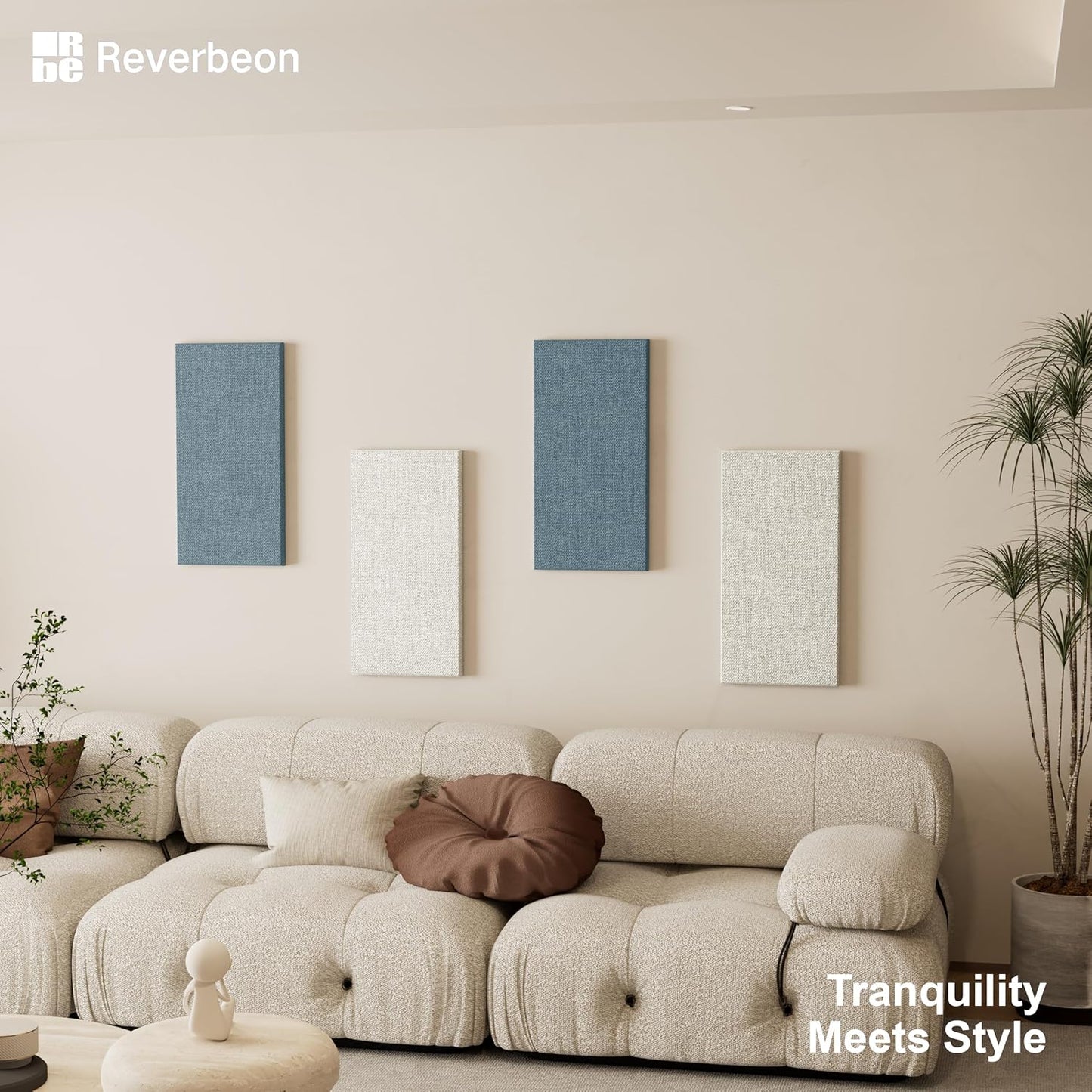 4PCS Acoustic Panels, 24"x12" Fabric Acoustic Panels for Walls, Self-Adhesive Sound Absorbing Panels for Home, Office, Studios (Slate Navy & Chalk White)