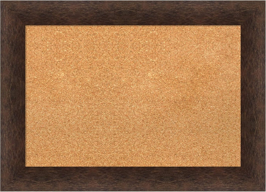 Amanti Art Natural Cork Board for Wall, 21x29 Vision Board with Brown Wood Frame, Medium Corkboard Office Decor for Home Organization, Casual Corkboard Pinboard to Display Items for Home Organization