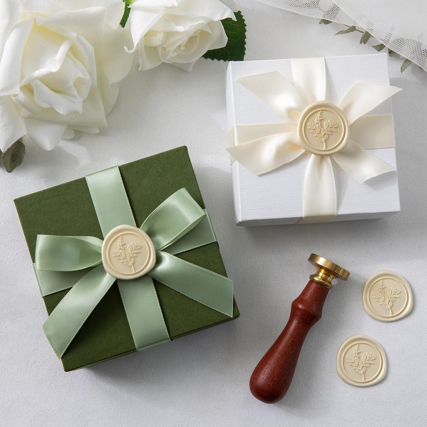 60 Pcs Champagne Wax Seal Stickers, Wedding Invitation Accessories Envelope Stickers - Peferct for Wedding Accessories, Gift Box Craft Wrapping, Christmas Cards Envelope Seals