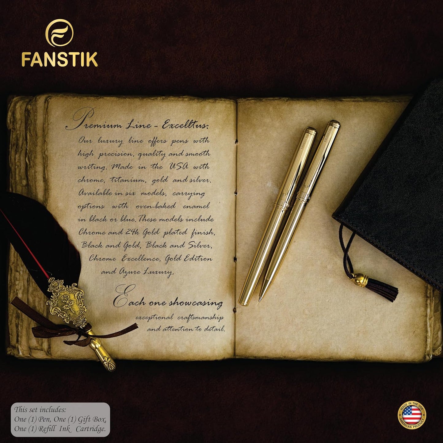 Gold Luxury ballpoint Pen (Made In USA) fancy gift set for women, Real 24K Gold Plating, Professional executive pen gift set for men (Lux BallPoint Gld)