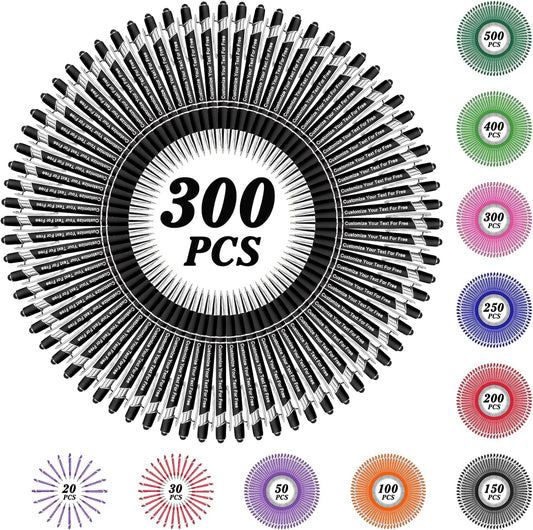 Max 500 Pcs Personalized Pens Bulk, Custom Pens with Free Engraving, Customized Stylus Tip Ballpoint Pen with Your Name Massage Text for School Office Business Graduation Anniversaries-300 Packs