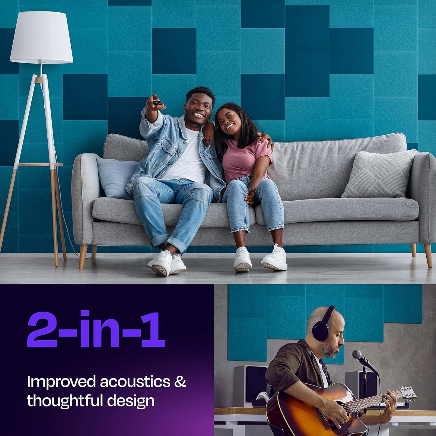 Acoustic Panels 12-Pack Soundproof Wall Panels 12"X12"X0.4" Sound Panels High Density Sound Dampening Panels - [Light Turquoise Square]