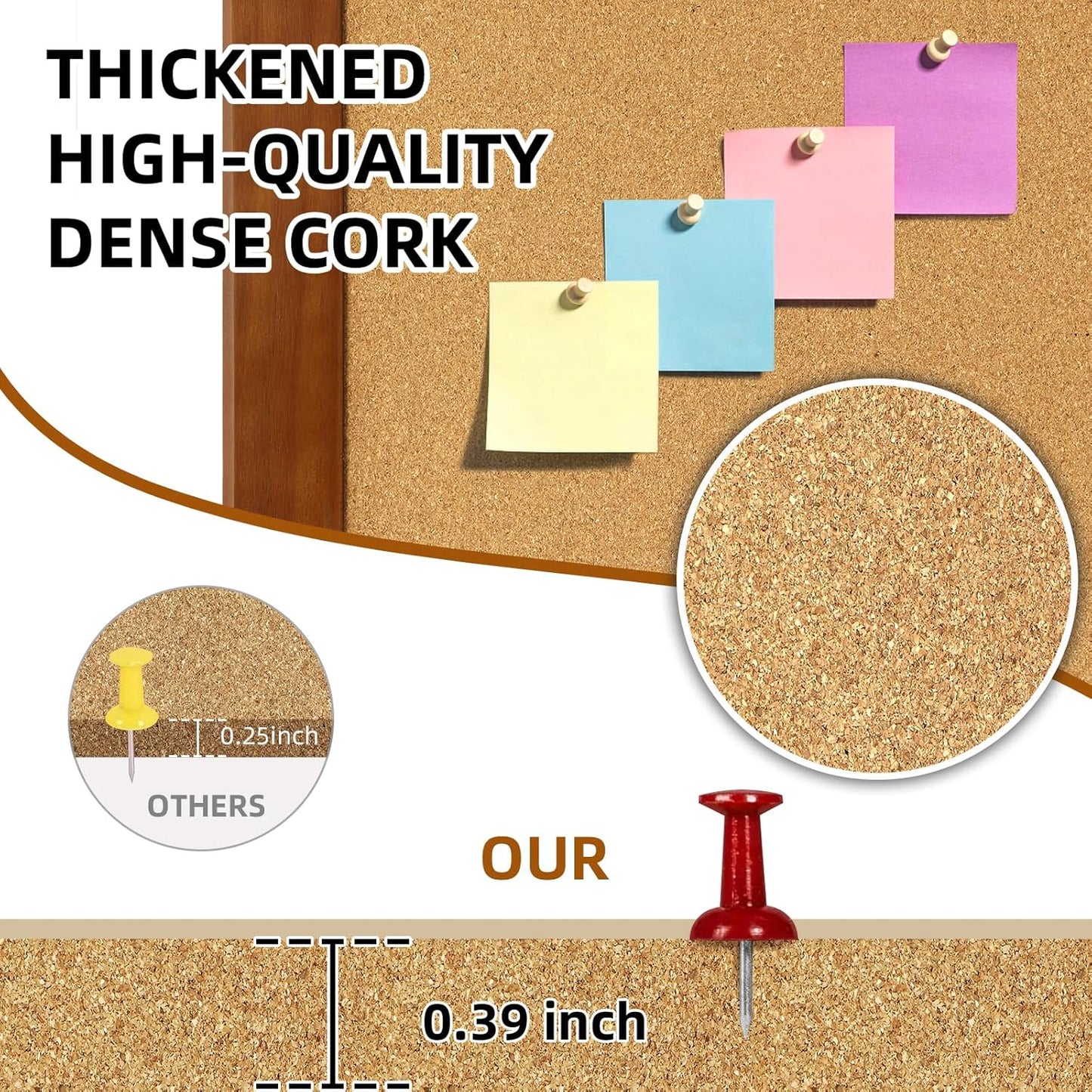 Cork Boards for Wall 16” x 24”, Extra Wide Wooden Framed Bulletin Board, Decorative Hanging Pin Board, Corkboards for Wall Notice Board Memo Board for Home, School, Office, Two-Sides Cork