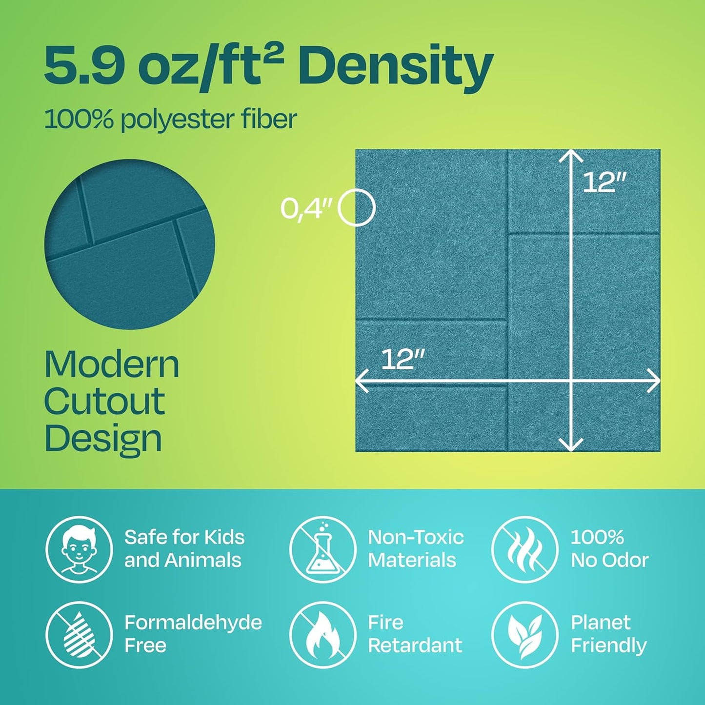 Acoustic Panels 12-Pack Soundproof Wall Panels 12"x12"x0.4" Decorative Sound Dampening for your Home, Office, Studio, Bedroom & More with Unique GridFrame Carving [Light Turquoise]