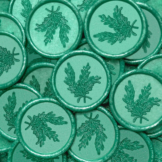 25Pcs Wax Seal Stickers Handmade Envelope Seals Self Adhesive Wax Stickers for Wedding Party Invitations, Envelope, Gift Wrap, Christmas(Rosemary Style, Cyan)