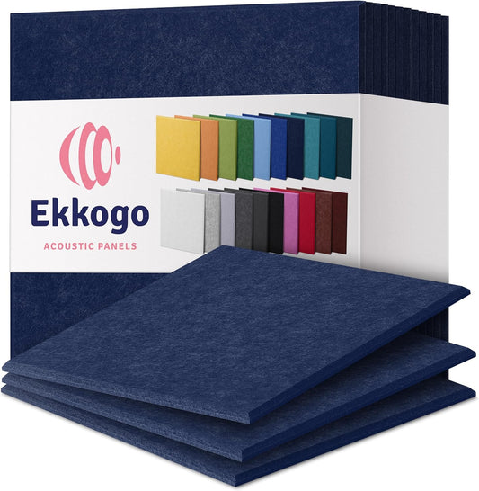 Acoustic Panels 12-Pack Soundproof Wall Panels 12"X12"X0.4" Sound Panels High Density Sound Dampening Panels - [Denim Blue Square]