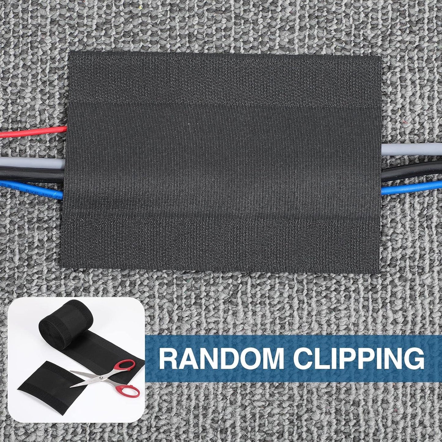 WILLBOND Carpet Cord Cover Cable Grip Floor Cover Cable Protector Management Only for Commercial Office Carpet(Black,147.64 ft)