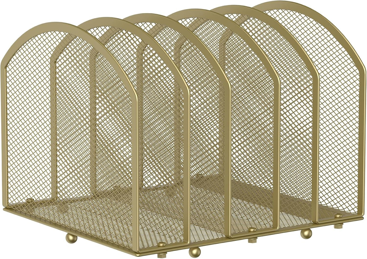 Desk File Organizer 5 Sections Desktop Organizer File Sorter Office Organization File Folder Holder for Office School & Classroom (Gold, 5 Section - 1Pack)