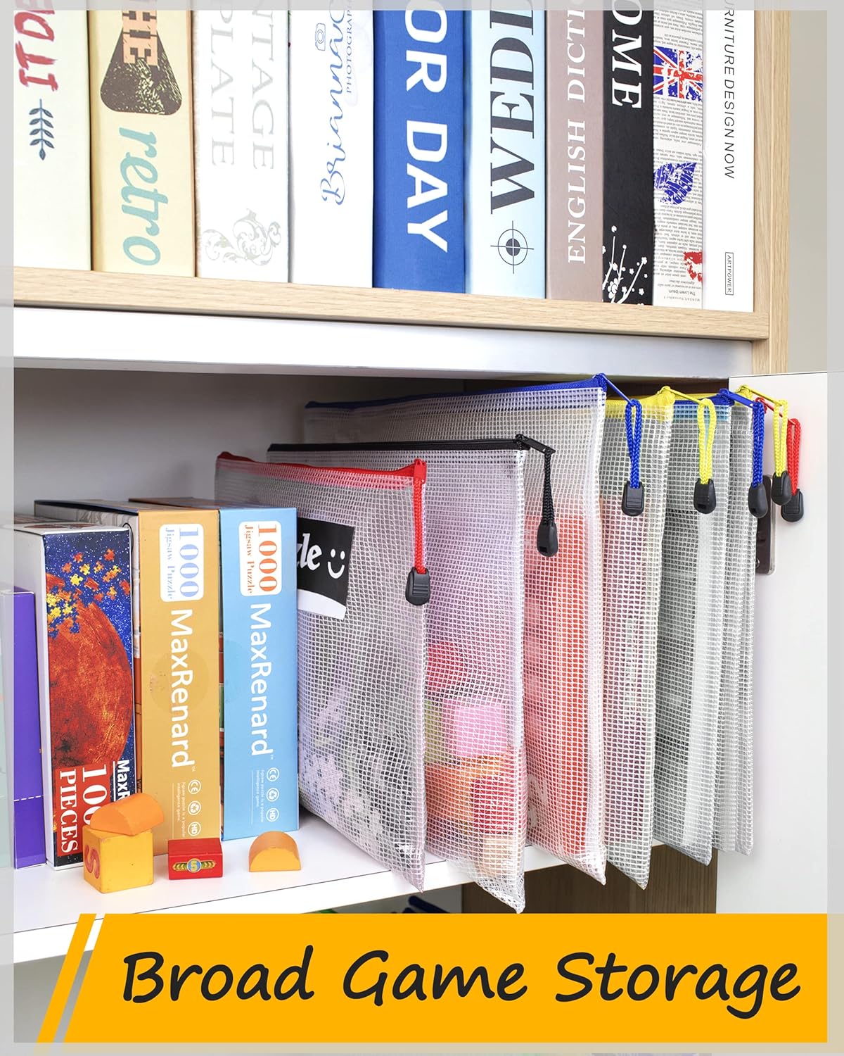 SUNEE Multisize Mesh Zipper Pouches (7 Colors, 21 Packs), Water-Resistant Zip Bag for School Office Supplies, Puzzles & Games Organizing Storage