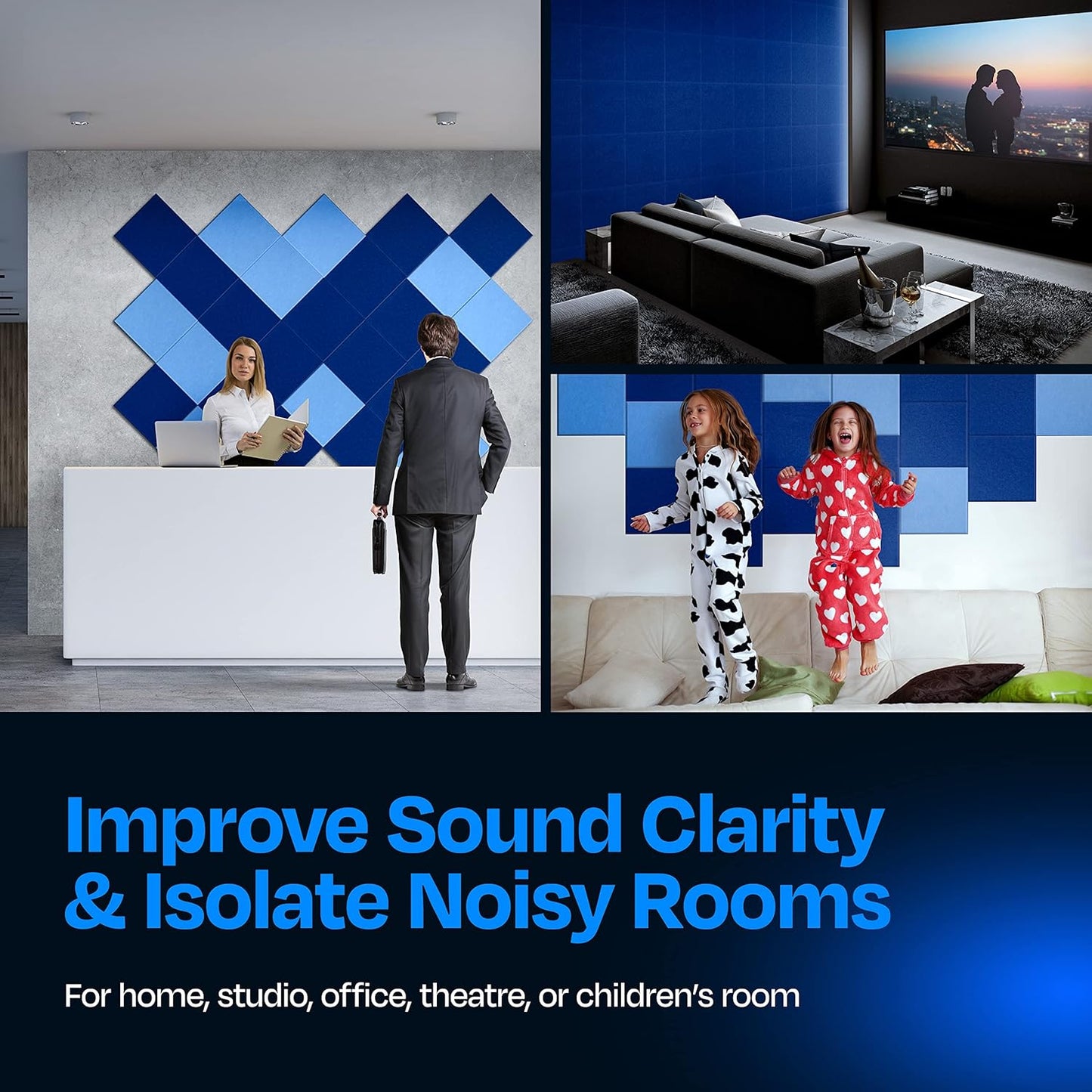 Acoustic Panels 12-Pack Soundproof Wall Panels 12"X12"X0.4" Sound Panels High Density Sound Dampening Panels - [Admiral Blue Square]