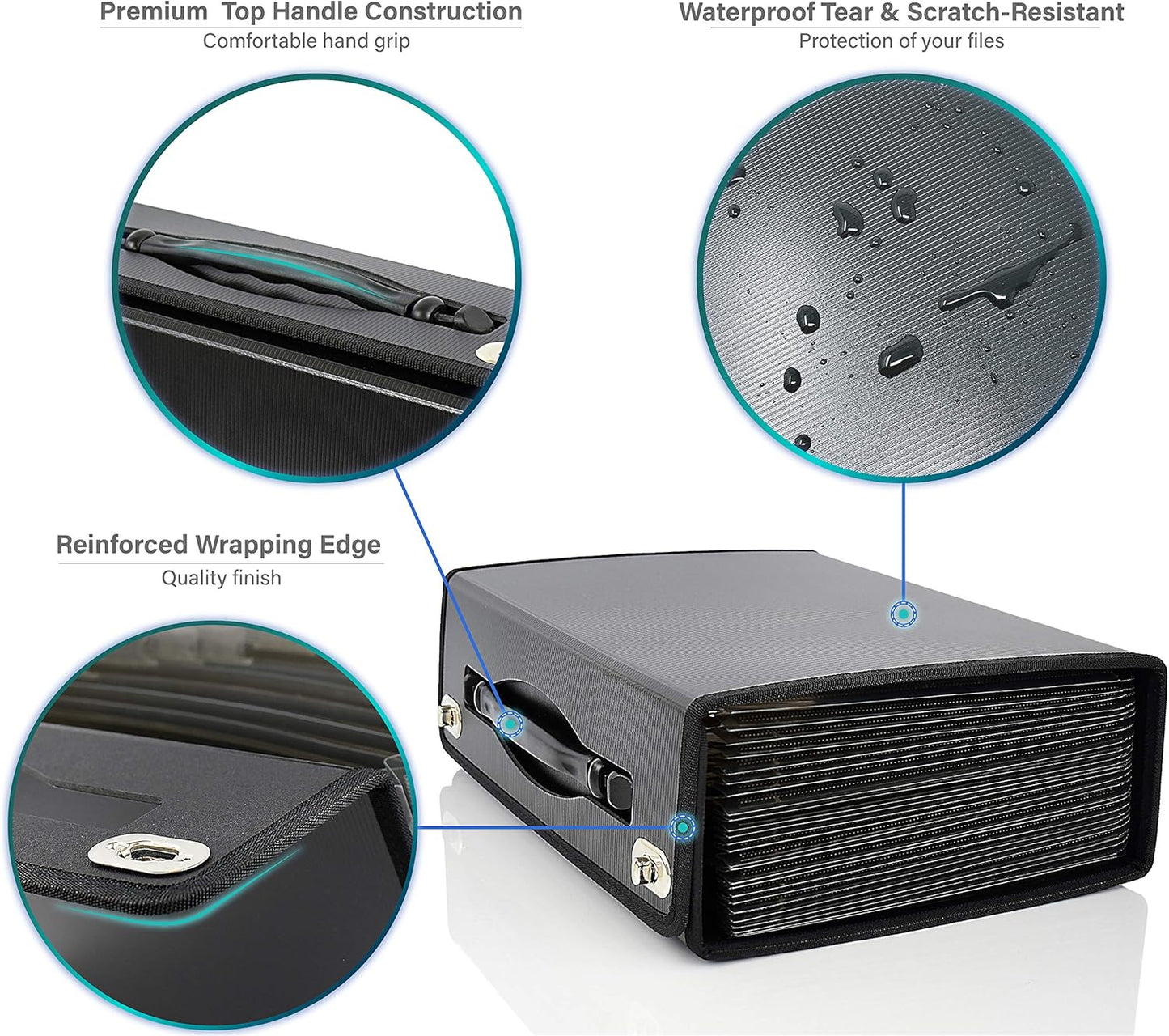 CNK Accordion File Folders with 24 Pockets Organizer for Document Paper Storage Folder Documents Expanding Binder Folio Pocket Receipt Filing Expandable Files Dividers Labels Letter Durable Handle