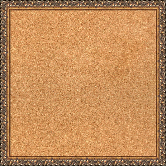Amanti Art Natural Cork Board for Wall, 20x20 Vision Board with Bronze Frame, Small Corkboard Office Decor for Home Organization, Traditional Corkboard Pinboard to Display Items for Home Organization
