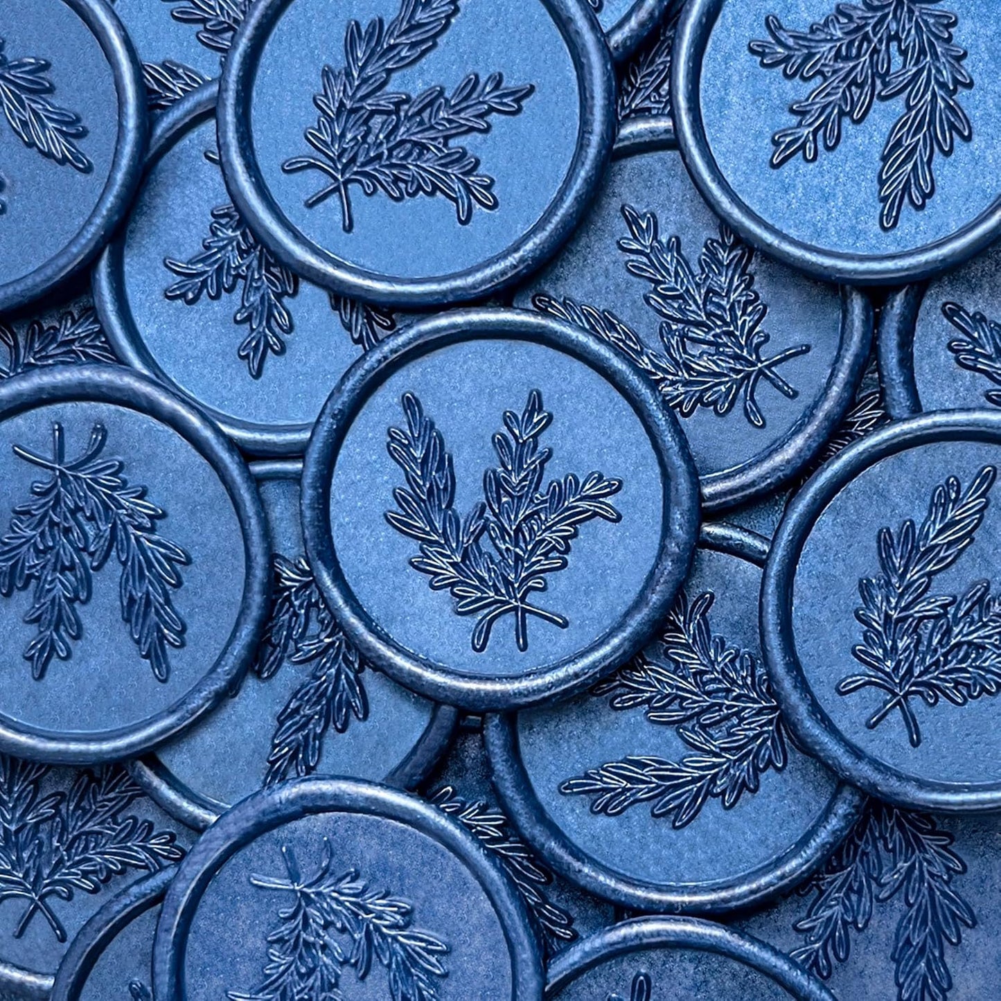 100Pcs Wax Seal Stickers Handmade Envelope Seals Self Adhesive Wax Stickers for Wedding Party Invitations, Envelope, Gift Wrap, Christmas(Rosemary Style, Blue)