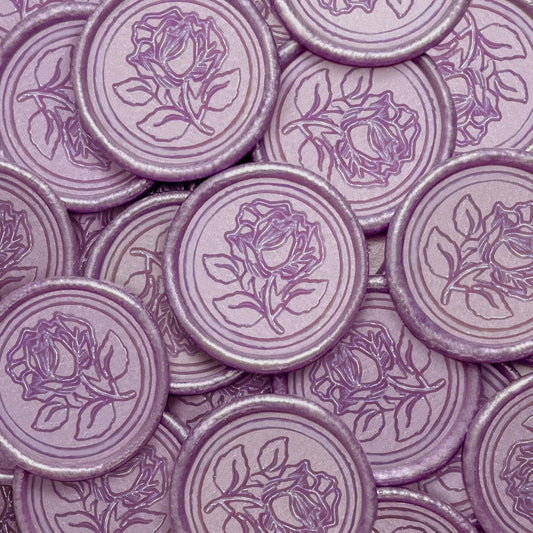 100Pcs Wax Seal Stickers Handmade Envelope Seals Self Adhesive Wax Stickers for Wedding Party Invitations, Envelope, Gift Wrap, Christmas(Rose Style, Lilac Purple)