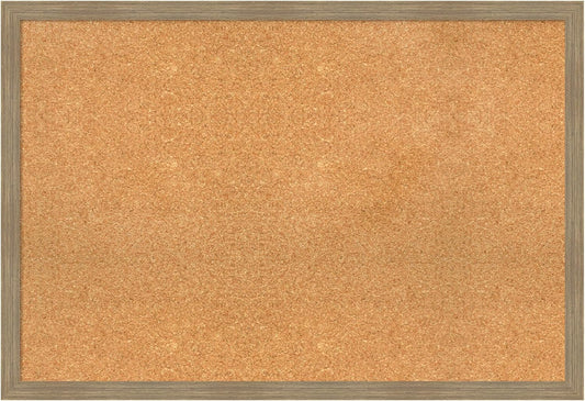 Amanti Art Natural Cork Board for Wall, 26x38 Vision Board with Brown Wood Frame, Large Corkboard Office Decor for Home Organization, Casual Corkboard Pinboard to display items for home organization