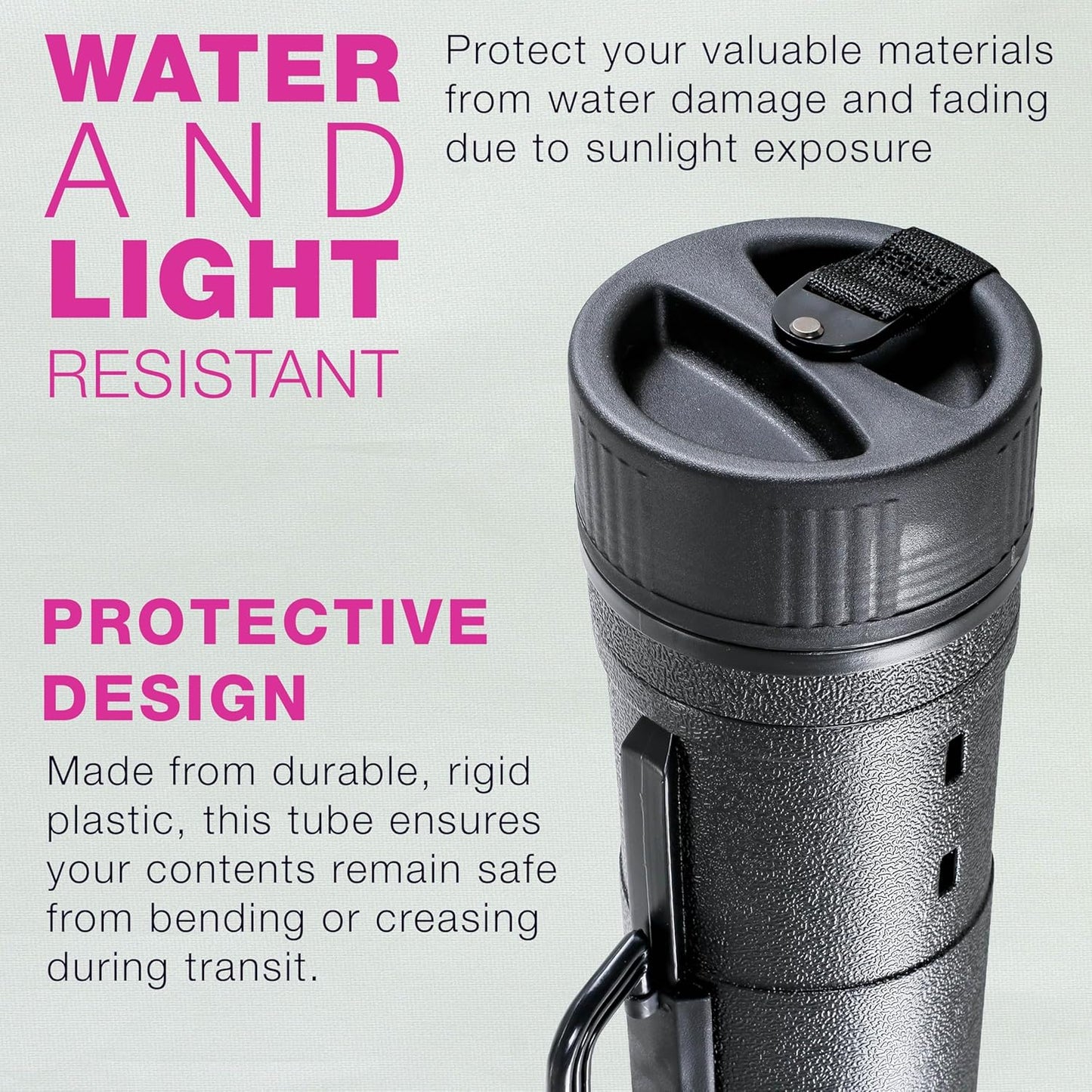 U.S. Art Supply Large Poster Tube - Telescoping Adjustable 31-5/8" to 53-3/4" - Durable 5-1/2" Diameter Storage Tube - Art Poster Carrier Holder & Blueprint Storage Drafting Tube Travel & Protection