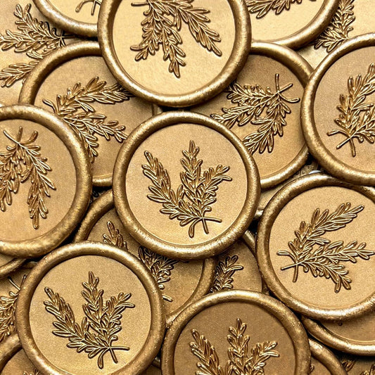 100Pcs Wax Seal Stickers Handmade Envelope Seals Self Adhesive Wax Stickers for Wedding Party Invitations, Envelope, Gift Wrap, Christmas(Rosemary Style, Bronze)