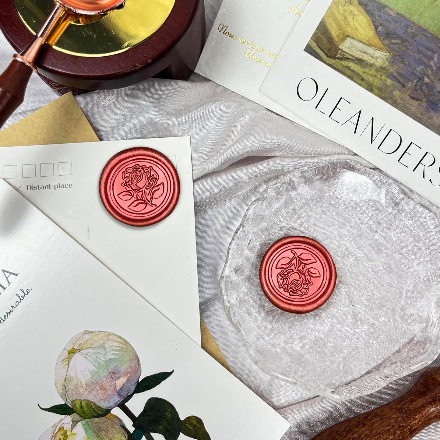 25Pcs Wax Seal Stickers Handmade Envelope Seals Self Adhesive Wax Stickers for Wedding Party Invitations, Envelope, Gift Wrap, Christmas(Rose Style, Red)