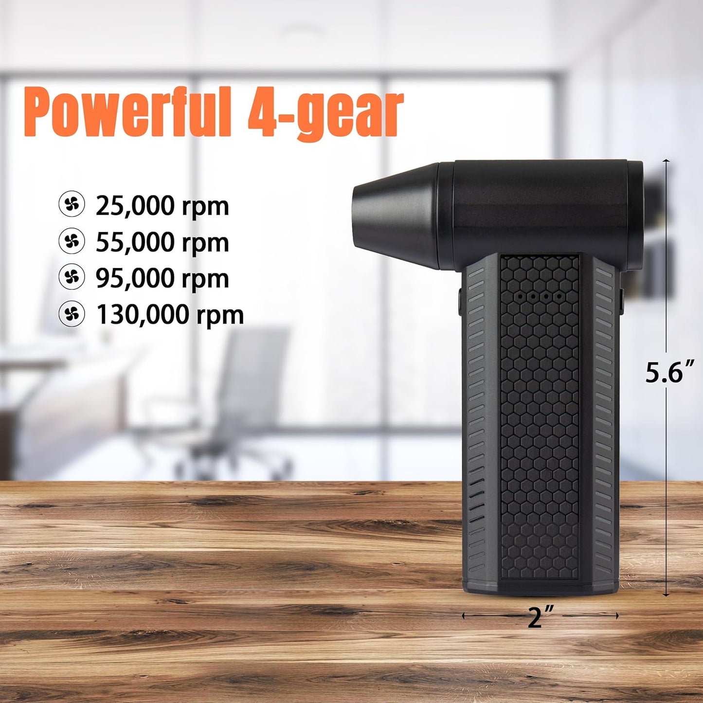 Electric Air Duster Mini Blower, 130000RPM Brushless Motor 4-Gear Rechargeable Compressed Air Duster, PC Computer Cleaner Keyboard Electronics Car Dust Blower for Home Office, Black