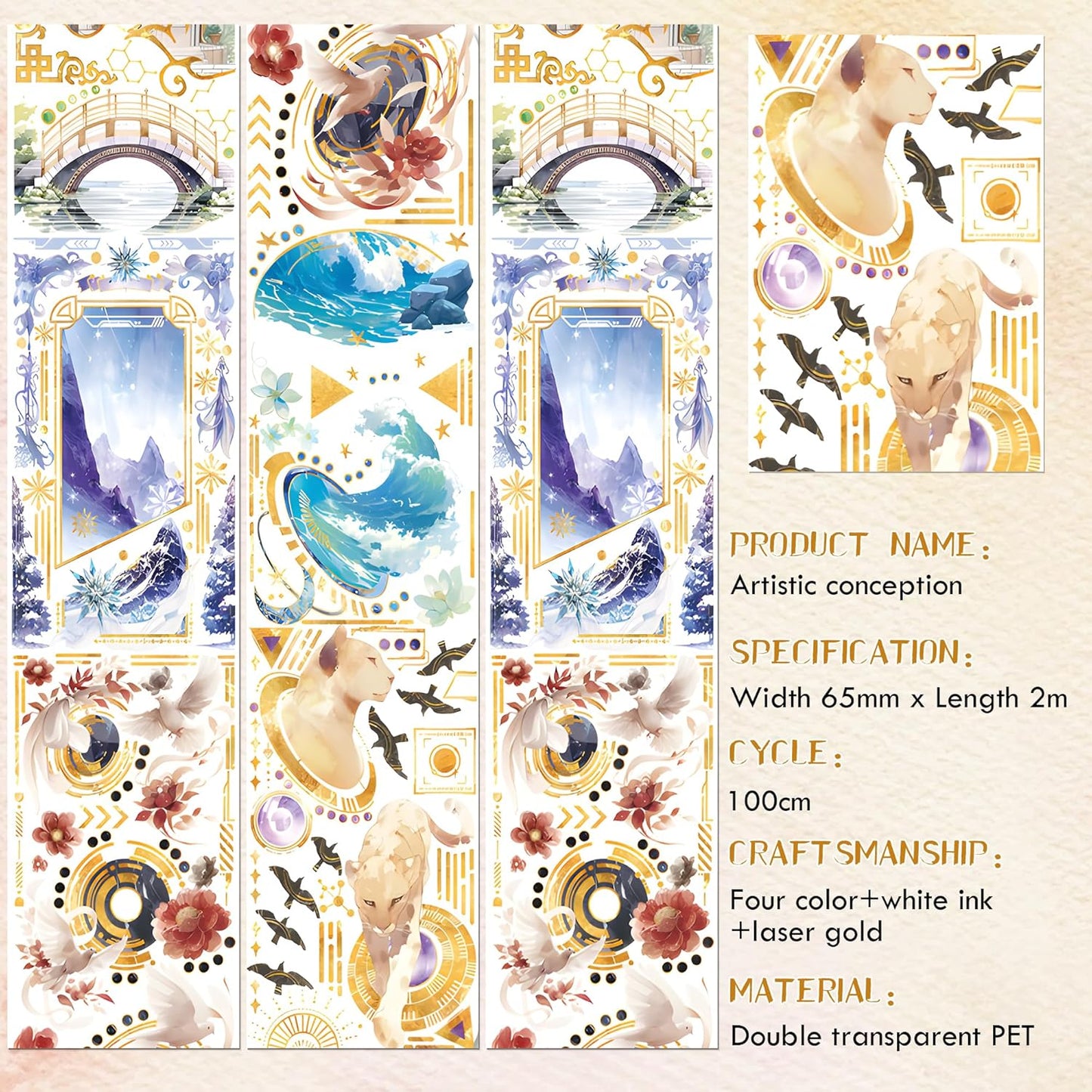 PET Tape for Journal Scrapbooking - Vintage Boheimian Mysitc Journal PET Tape Scrapbook Supplies, Notebook Scrapbook Bottle Crafts Décor