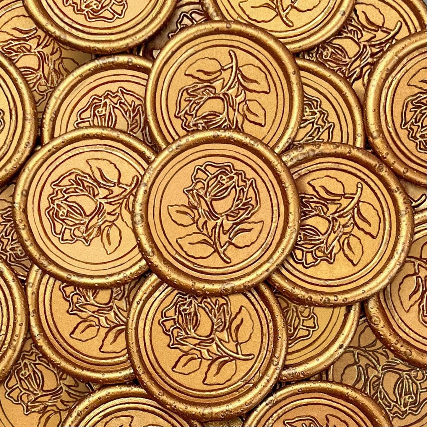 50Pcs Wax Seal Stickers Handmade Envelope Seals Self Adhesive Wax Stickers for Wedding Party Invitations, Envelope, Gift Wrap, Christmas(Rose Style, Antique Gold)