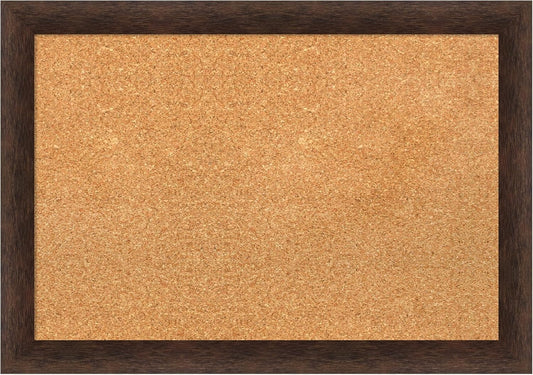 Amanti Art Natural Cork Board for Wall, 19x27 Vision Board with Brown Wood Frame, Medium Corkboard Office Decor for Home Organization, Casual Corkboard Pinboard to display items for home organization