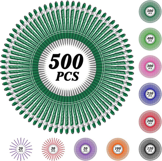 Max 500 Pcs Personalized Pens Bulk, Custom Pens with Free Engraving, Customized Stylus Tip Ballpoint Pen with Your Name Massage Text for School Office Business Graduation Anniversaries-500 Packs