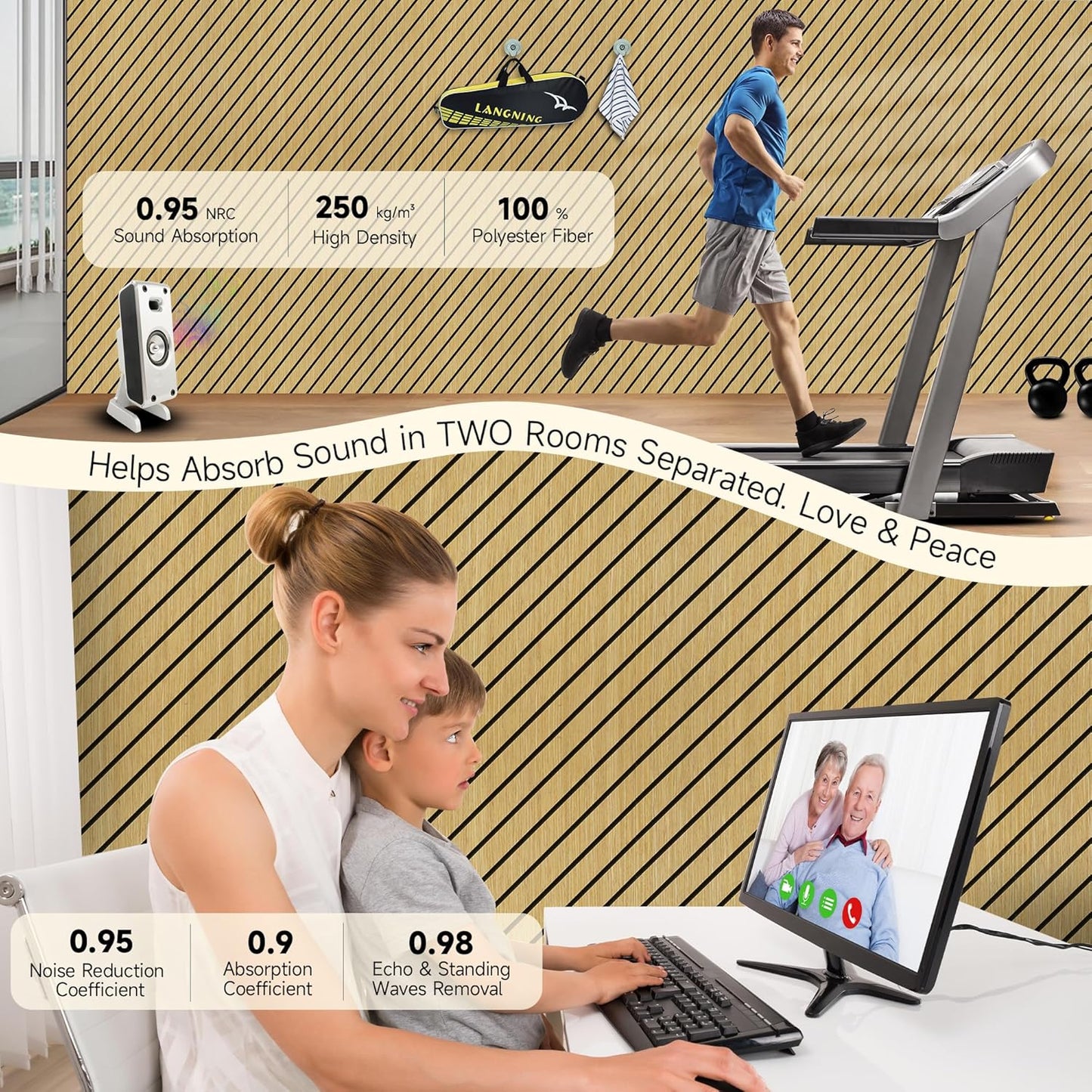 10 Pack Art Acoustic Panels, 47.2” x 23.6” Soundproof Wall Panels with Wood-Look,Sound Absorbing & Echo Absorption, Soundproof Tiles,Sound Dampening Panels for Home,Studio,Office