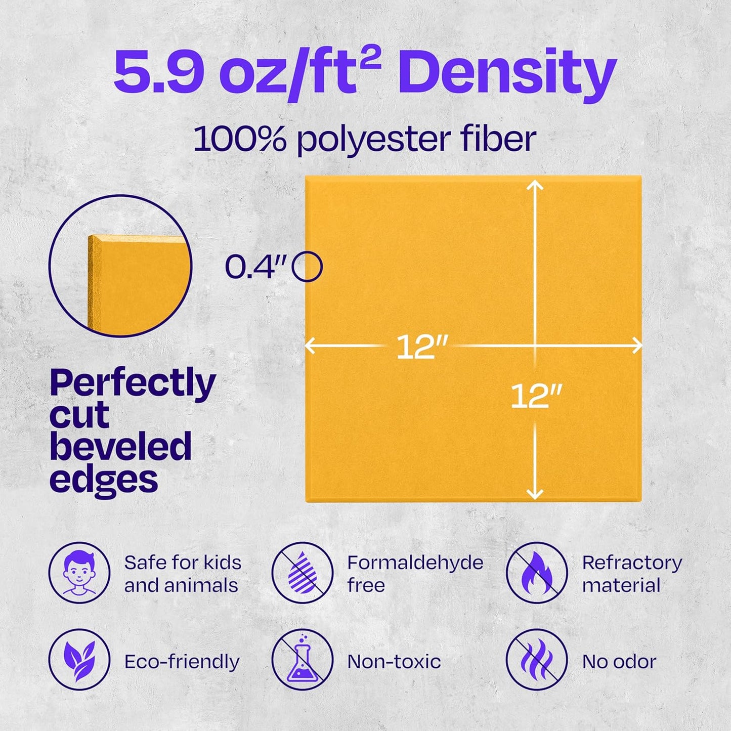 Acoustic Panels 12-Pack Soundproof Wall Panels 12"X12"X0.4" Sound Panels High Density Sound Dampening Panels - [Yellow Orange Gold Square]