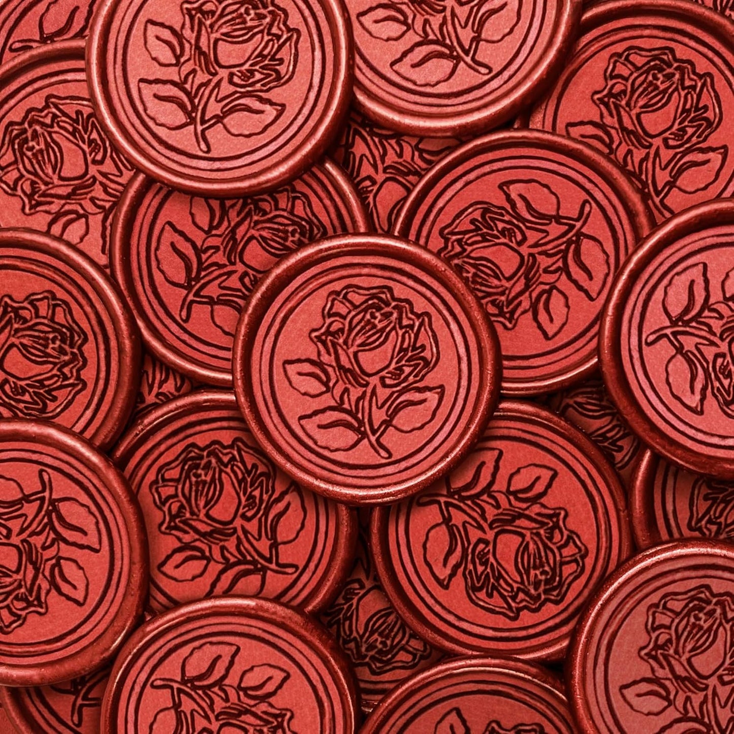25Pcs Wax Seal Stickers Handmade Envelope Seals Self Adhesive Wax Stickers for Wedding Party Invitations, Envelope, Gift Wrap, Christmas(Rose Style, Red)