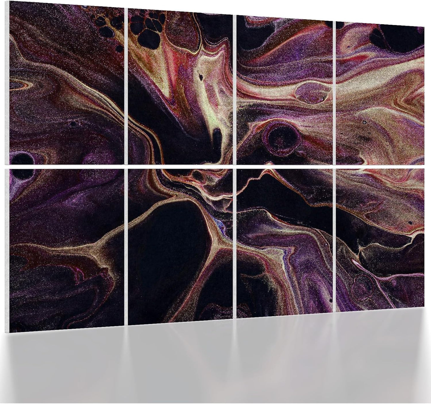 UMIACOUSTICS 8 Pcs 0.7Inch Thick Art Acoustic Panels, Total 47.2” x 31.5” Decorative Sound Absorbing Art Panels, Acoustical Wall Panels for Home, Office, Hotel, Lit-Purple