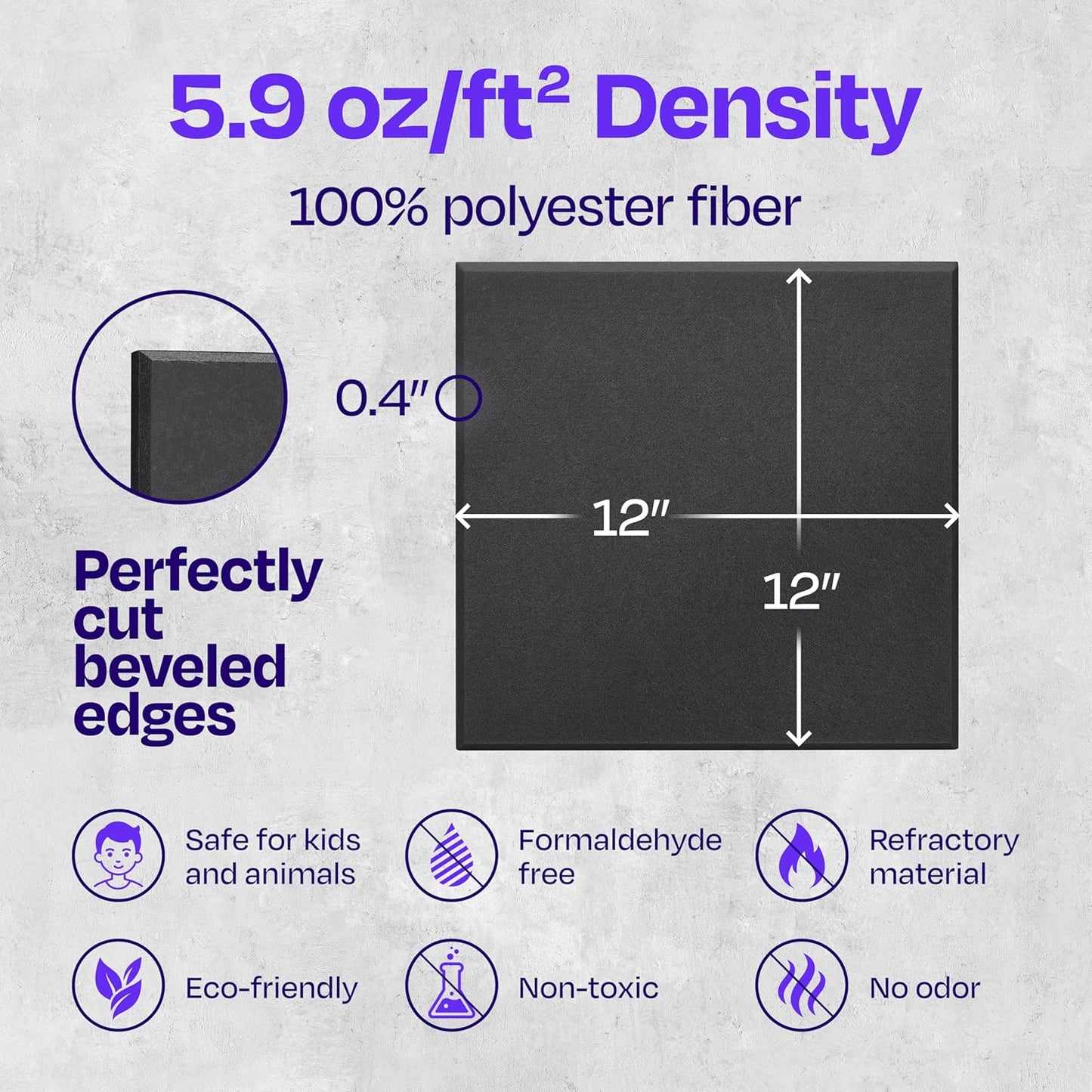 Acoustic Panels 12-Pack Soundproof Wall Panels 12"X12"X0.4" Sound Panels High Density Sound Dampening Panels - [Dark Gray Square]