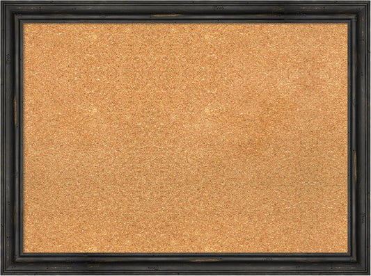 Amanti Art Natural Cork Board for Wall, 23x31 Vision Board with Black Wood Frame, Medium Corkboard Office Decor for Home Organization, Rustic Farmhouse Corkboard Pinboard to display items for home