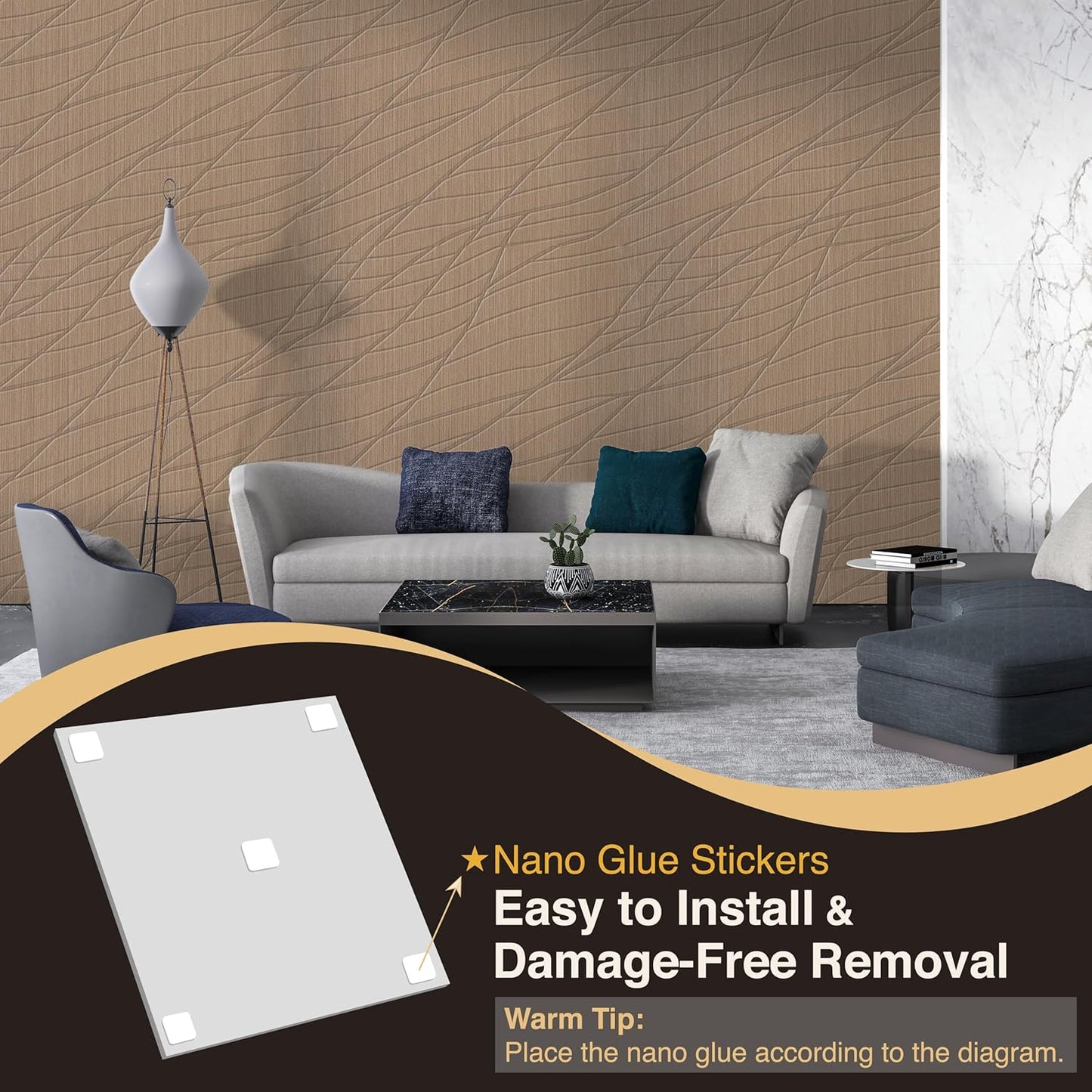 6 PCS Acoustic Panels, 23.6x23.6 Inch Sound Absorbing Panels, Decorative Acoustic Wall Panels for Recording and Home Studio, Office with Double-Sided Adhesive Tape