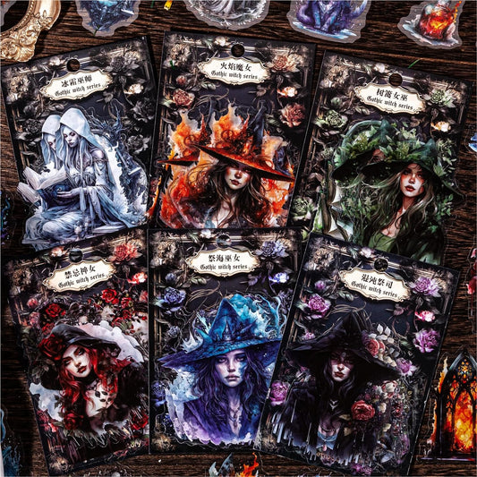 Alideco 120pcs Scrapbook Stickers Witch Girls Tarot People Scrapbooking Junk Journal Crafts Embelishment Decoration Diary Stickers (getenvwu)