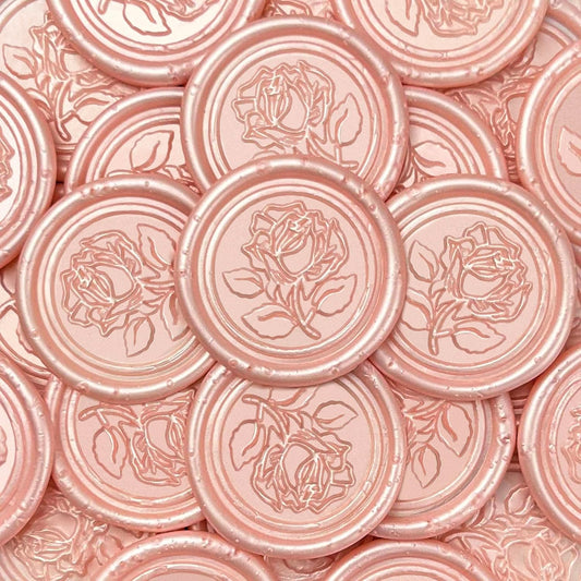 25Pcs Wax Seal Stickers Handmade Envelope Seals Self Adhesive Wax Stickers for Wedding Party Invitations, Envelope, Gift Wrap, Christmas(Rose Style, Pink)