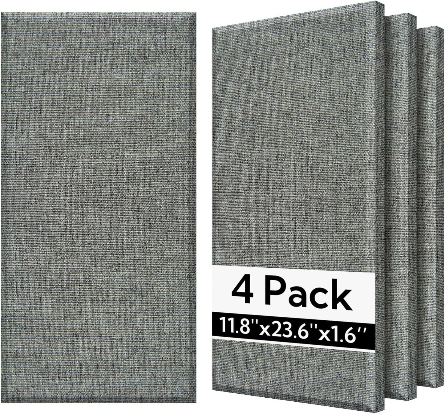 Olanglab Fiberglass Acoustic Wall Panels 4 Pack, 11.8'' x 23.6'' Sound Panels, Fabric Wrapped Sound Proof Panels for Walls (Dark Grey)