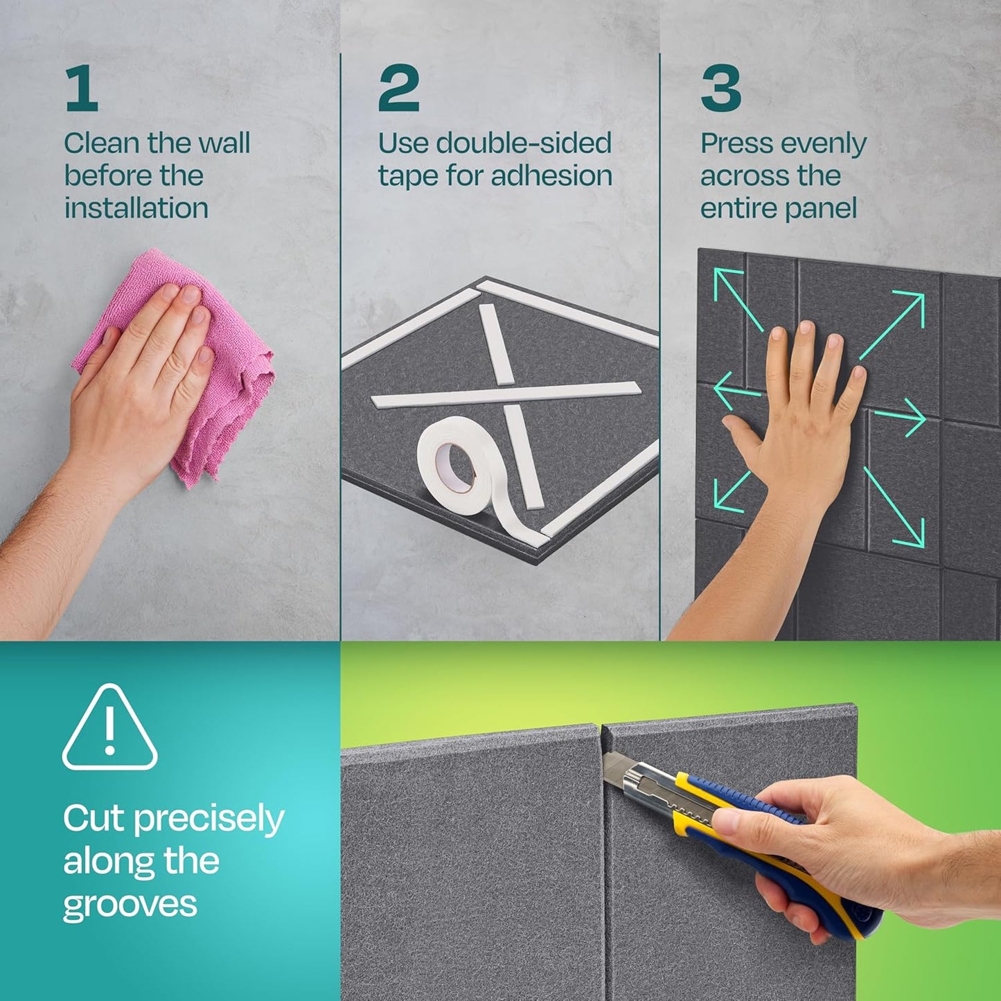 Acoustic Panels 12-Pack Soundproof Wall Panels 12"x12"x0.4" Decorative Sound Dampening for your Home, Office, Studio, Bedroom & More with Unique GridFrame Carving [Pebble Gray]