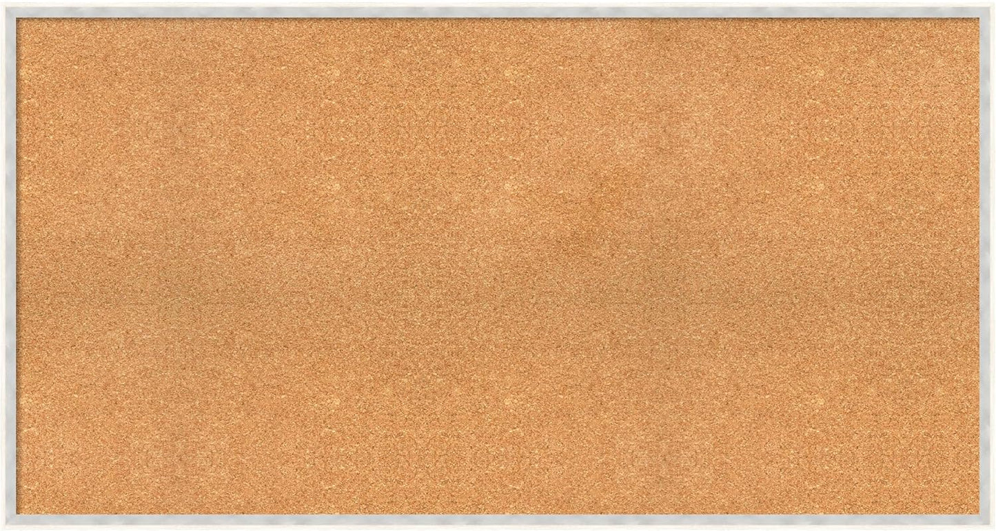 Amanti Art Natural Cork Board for Wall, 27x51 Vision Board with White Frame, Oversize Corkboard Office Decor for Home Organization, Modern Corkboard Pinboard to Display Items for Home Organization in