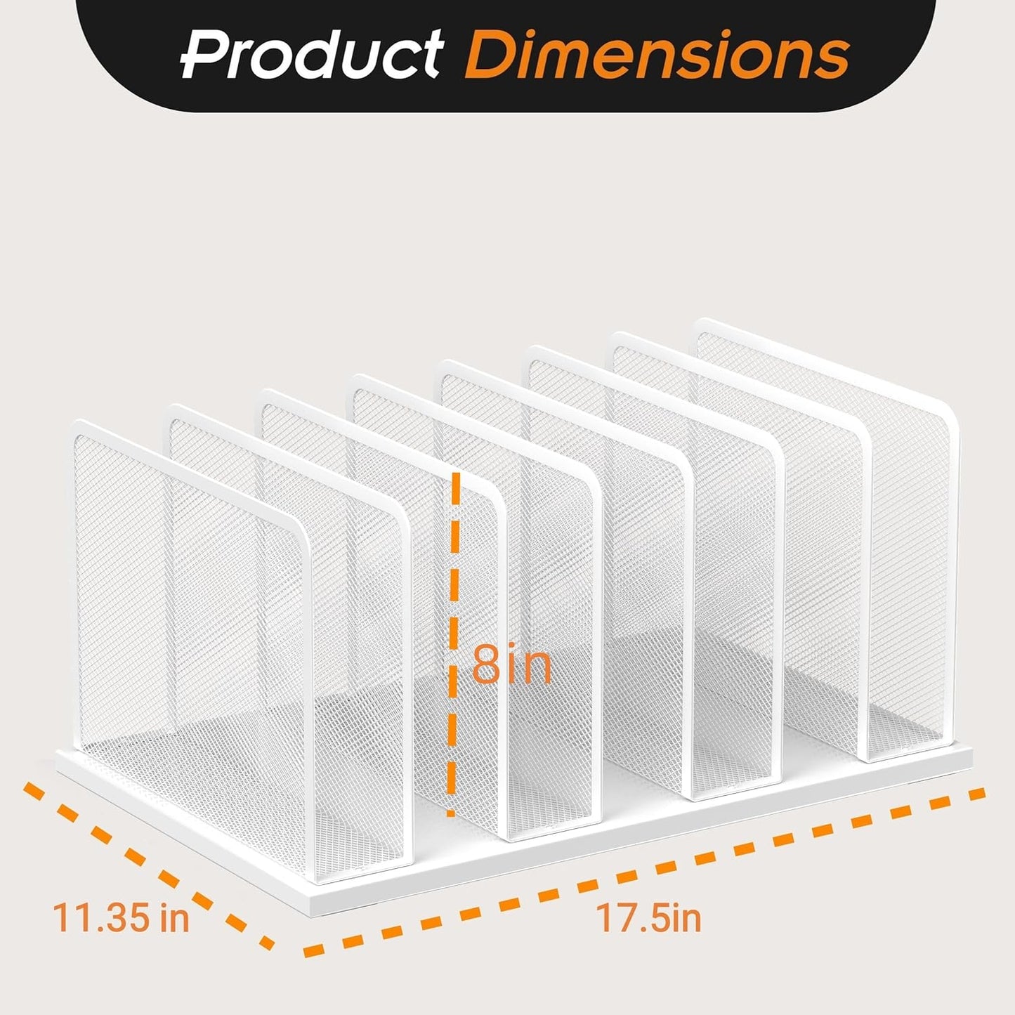 Kuntine.B Desk File Organizer Upright Mesh Desktop Organizer File Sorter Office Organization File Holder for Home, Office & Classroom (White, 2 Pack 7-Section)