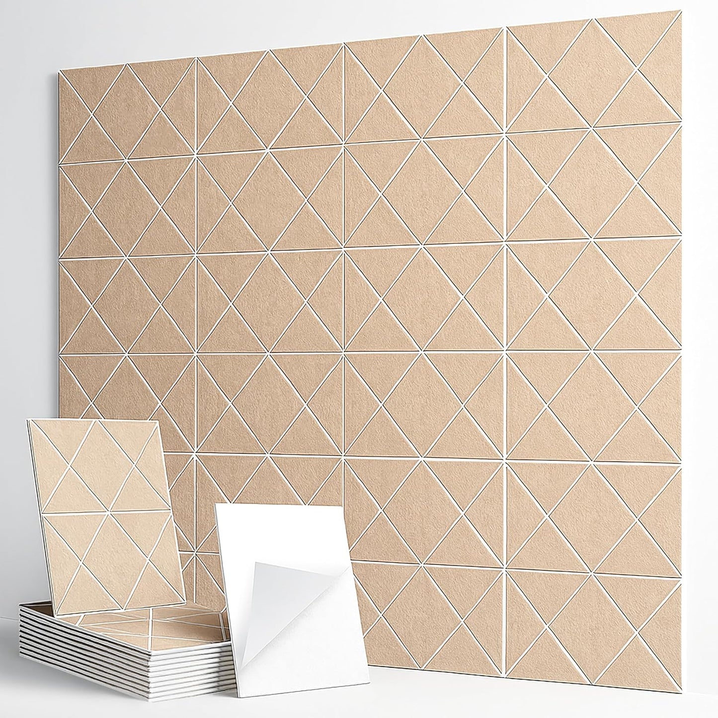 12-Pack Acoustic Panels, 16"x12"x0.4" Large Acoustic Wall Panels, Self-Adhesive Sound Absorbing Panels for Recording Studios & Offices, Camel+White Decorative Acoustic Panels
