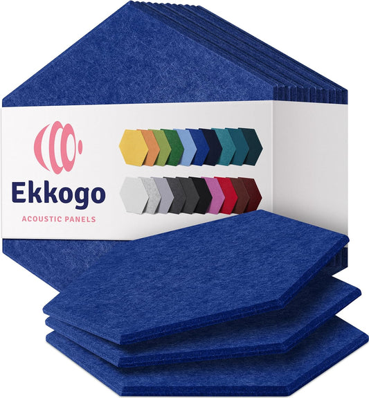 Acoustic Panels 12-Pack Soundproof Wall Panels 12"X10.4"X0.4" Sound Panels High Density Sound Dampening Panels - [Admiral Blue Hexagon]