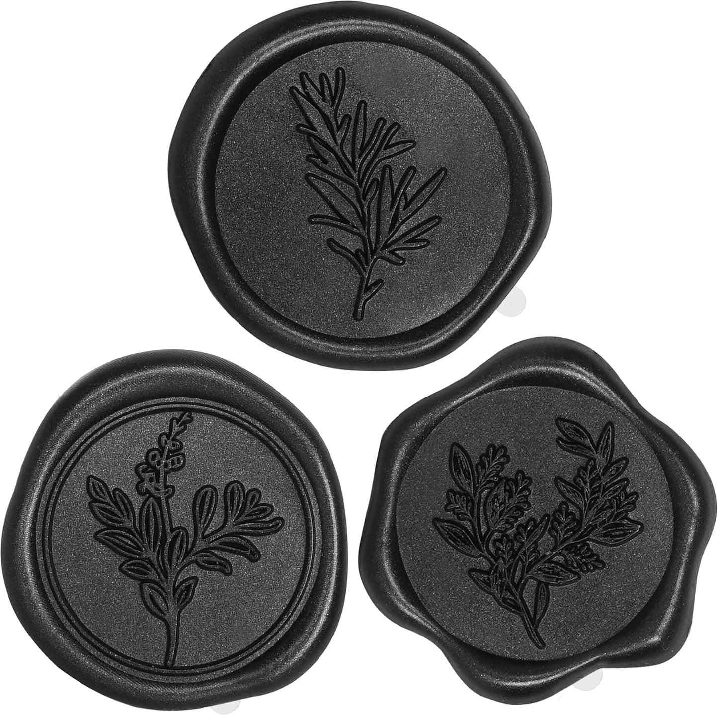 Black Wax Seal Stickers (60 Pcs, 3 Designs in 1 Pack) Premium Envelope Seal Stickers for Wedding Invitation Envelopes, Adhesive Wax Seals, Perfect for Seating Chart, Gift Wrapping