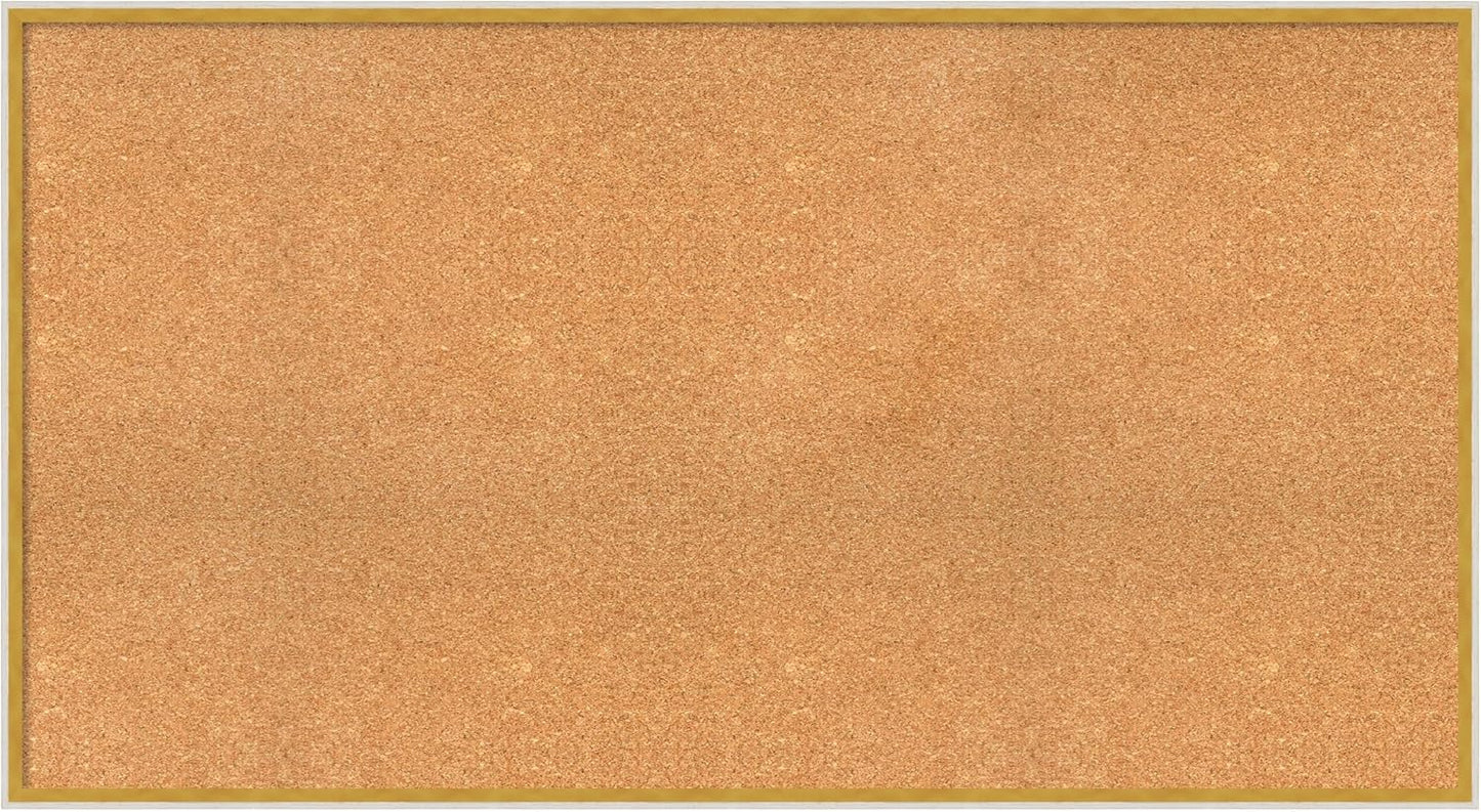 Amanti Art Natural Cork Board for Wall, 29x53 Vision Board with White Frame, Oversize Corkboard Office Decor for Home Organization, Modern Corkboard Pinboard to Display Items for Home Organization in