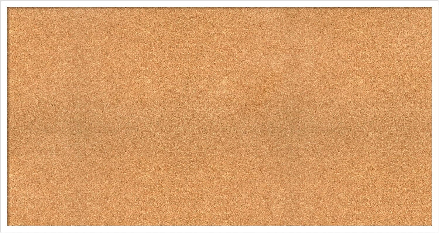Amanti Art Natural Cork Board for Wall, 27x51 Vision Board with White Frame, Oversize Corkboard Office Decor for Home Organization, Modern Corkboard Pinboard to Display Items for Home Organization in
