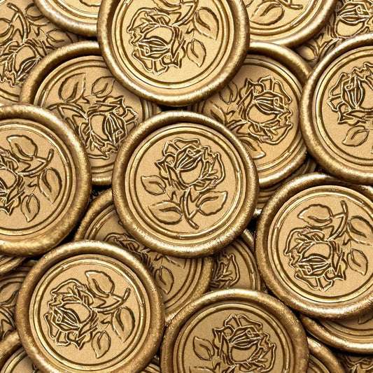 25pcs Bronze Wax Seal Stickers, Rose Style, Self Adhesive, Waterproof for Wedding Invitations, Envelope, Gift Wrap, Christmas