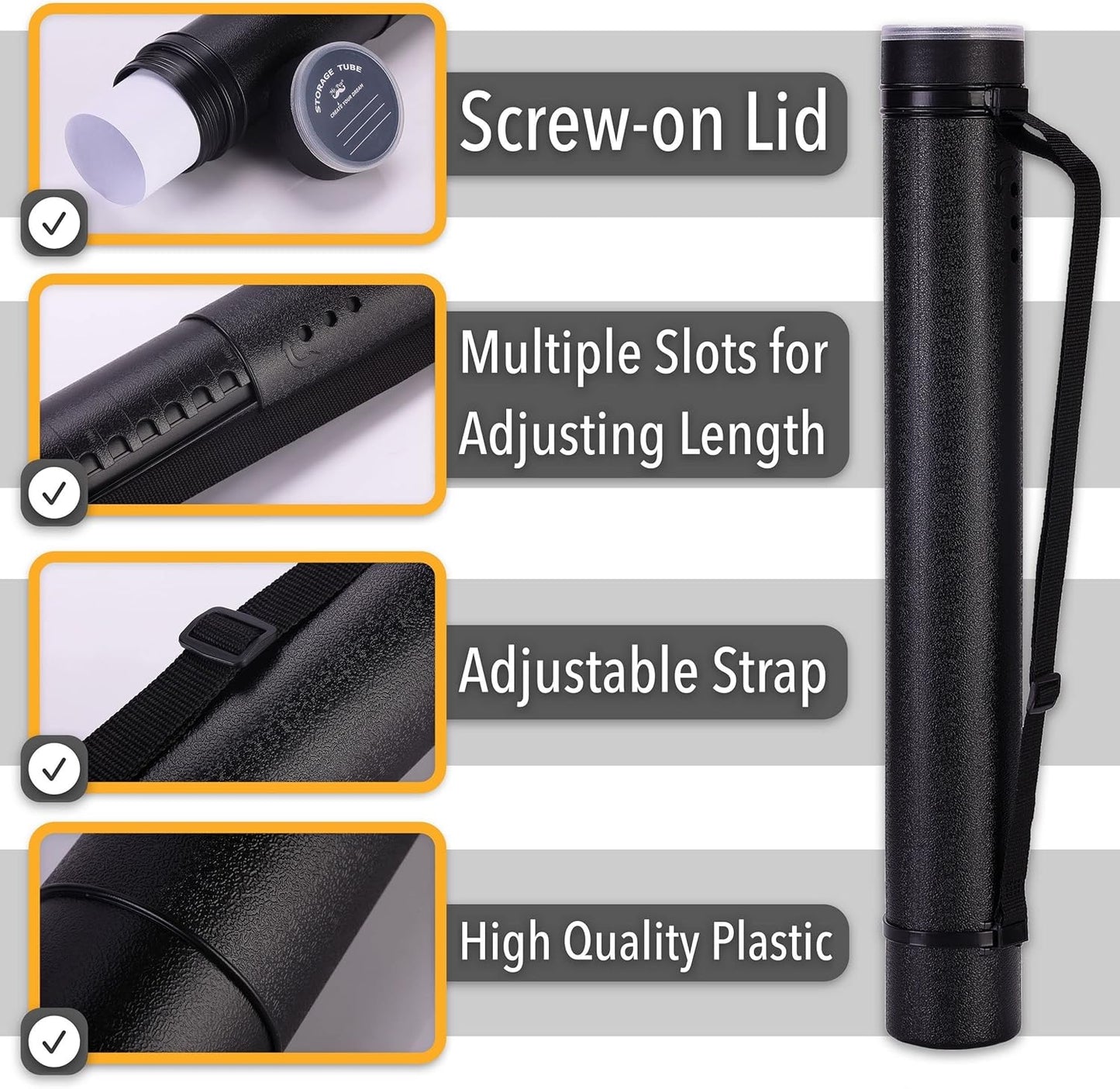 Mr. Pen- Poster Tube, 25" to 40", Extendable Poster Tube with Strap, Poster Carrying Case